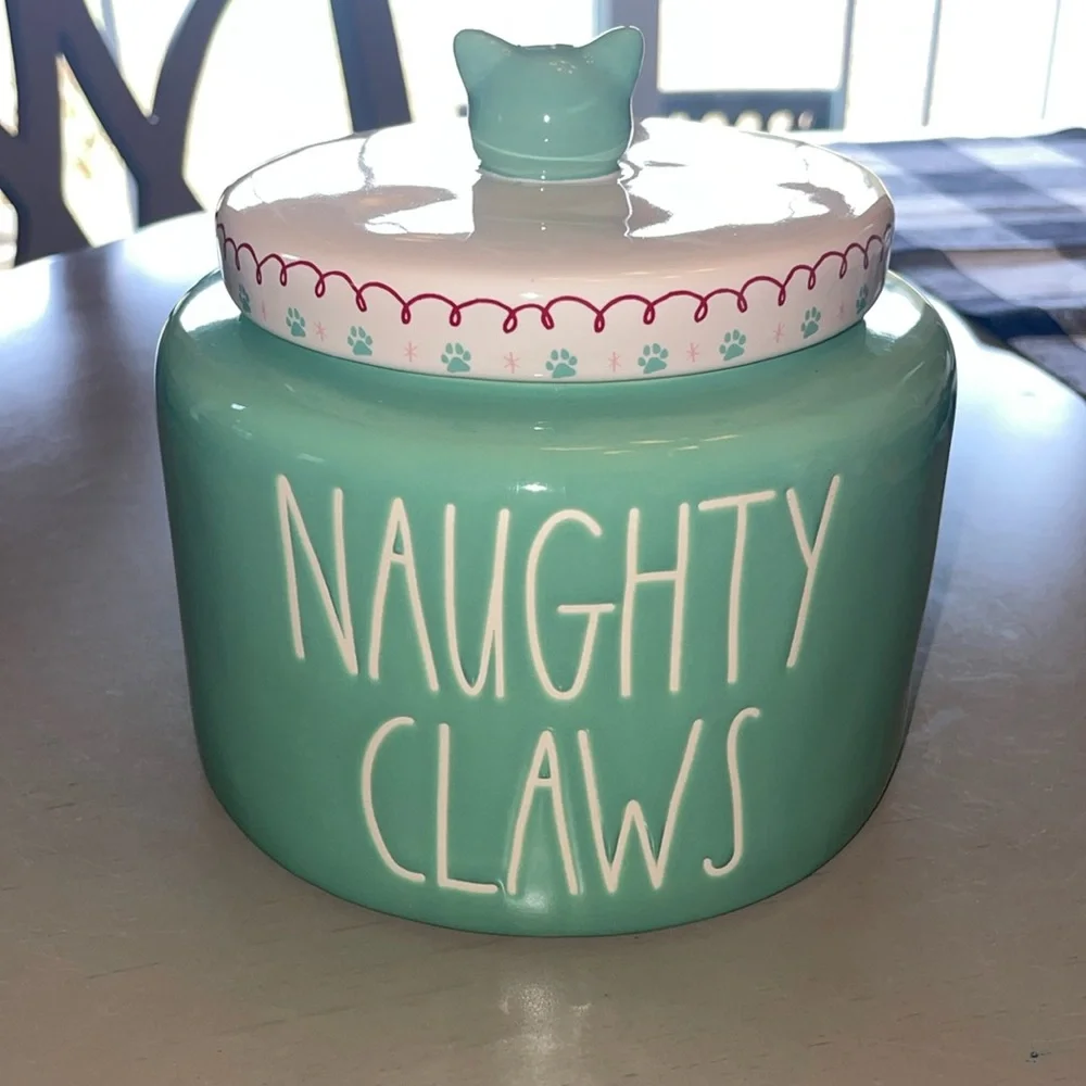 Rae Dunn Naughty Claws Cat Treat Canister